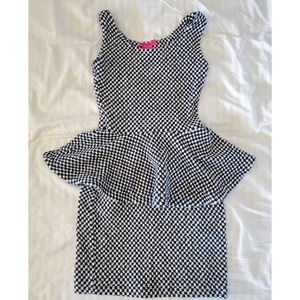 Betsey Johnson stretch checkered peplum dress